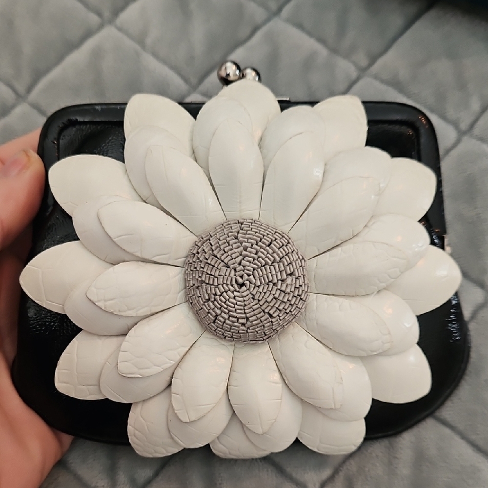 Brighton Black and White Floral Wristlet